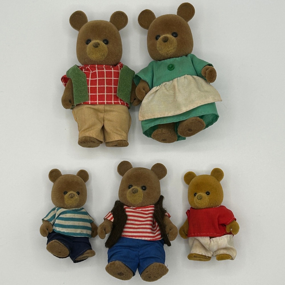 Vintage Maple Town Bobby Bear Family Set 5 Figures Miniature‎ Collectible 1986